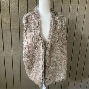 Joseph Allen Brown Faux Fur Open Front Vest Size Medium